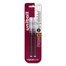 uniball Refill for Vision Elite Roller Ball Pens, Bold Conical Tip, Black Ink, 2/Pack