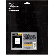 Avery PermaTrack Tamper-Evident Asset Tag Labels, 1-1/4" x 2-3/4", White, Pack Of 112
