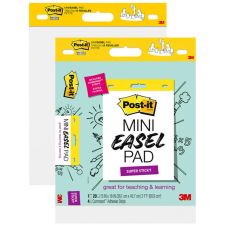 Post-it Super Sticky Mini Easel Pads, 15 in x 18 in, 2 Pads, 20 Sheets/Pad, Great for Virtual Teachers and Students, White
