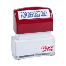Pre-Inked Message Stamp, "For Deposit Only", Blue, 035559