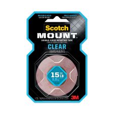 Scotch Permanent Clear Mounting Tape, Holds Up to 15 lbs, 1 x 60, Clear