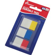 SKILCRAFT Self-stick Durable Tabs - 1.50" Tab Height x 1" Tab Width - Self-adhesive - Assorted Tab(s) - 66 / Pack - TAA Compliant