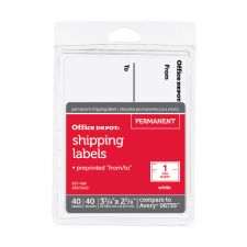 To/From Shipping Label Pad, OD98806, Rectangle, 3 3/4" x 2 5/8", White, Pack Of 40