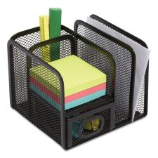 TRU RED Five Compartment Wire Mesh Accessory Holder, 5.9 x 6.29 x 5.11, Black