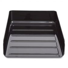 TRU RED Front-Load Stackable Plastic Document Tray, 1 Section, Letter-Size, 9.81 x 12.56 x 3.01, Black, 2/Pack