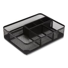 TRU RED Mesh Drawer Organizer, Seven Compartment, 9.76 x 7.48 x 2.68, Black