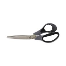 TRU RED Non-Stick Titanium-Coated Scissors, 8" Long, 3.86" Cut Length, Offset Gray/Black Handle, Gun-Metal Gray Blades