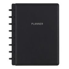 TUL Discbound Monthly Planner Starter Set, Undated, Junior Size, Leather Cover, Black