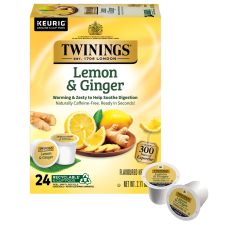 Twinings Lemon & Ginger Herbal Tea, Keurig K-Cup Pods, 2.8 Oz, 24/Box