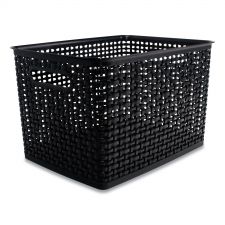 Advantus Plastic Weave Bin, Large, 13.5" x 10.5" x 8.75", Black