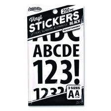 ArtSkills Poster and Bulletin Board Vinyl Letters and Numbers, 1" Tall Letters, 2" Tall Numbers, Black Characters, 250/Pack