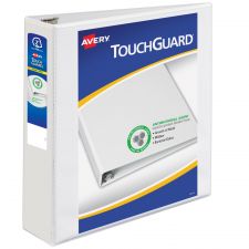 Avery TouchGuard Protection View 3 Ring Binder, 2" Slant Rings, White With Clear View Cover, 1 Binder