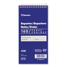 Blueline Reporters Note Pad, Medium/College Rule, Blue Cover, 80 White 4 x 8 Sheets