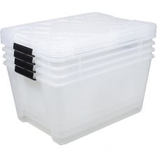 by GreenMade Instaview Storage Container With Latch Handles/Snap Lids, 45 Qt, 16-1/2" x 15-3/4" x 21-1/2", Clear, Pack Of 4