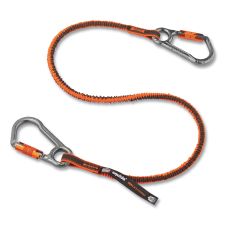 ergodyne Squids 3118F(x) Tool Lanyards with Locking Aluminum Carabiners, 15 lb Working Capacity, 38" to 48" Long, Orange/Gray