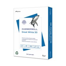 Hammermill Great White 30 Recycled Print Paper, 92 Bright, 20 lb Bond Weight, 8.5 x 11, White, 500/Ream