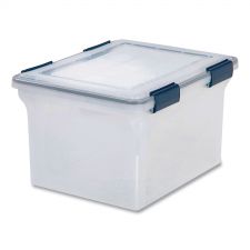 IRIS WEATHERTIGHT File Box, Letter/Legal Files, 15.5 x 17.9 x 10.8, Clear/Blue Accents