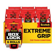 Scotch Box Lock Packing Tape, 1.88" x 22.2 yd, Pack Of 6 Rolls With Dispensers