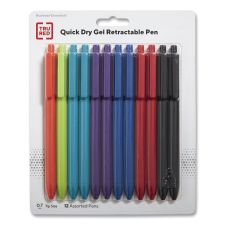 TRU RED Quick Dry Gel Pen, Retractable, Fine 0.5 mm, Assorted Ink and Barrel Colors, 5/Pack