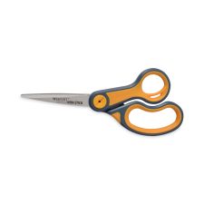 Westcott Non-Stick Titanium Bonded Scissors, 8" Long, 3.25" Cut Length, Gray/Orange Straight Handles, 2/Pack