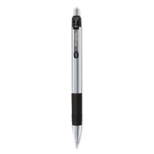 Zebra Z-Grip Metal Ballpoint Pen, Retractable, Medium 1 mm, Black Ink, Silver/Black Barrel, 12/Pack
