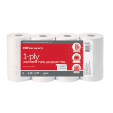1-Ply Preprinted "Thank You" Paper Rolls, 2-1/4 x 130', White, Pack Of 8