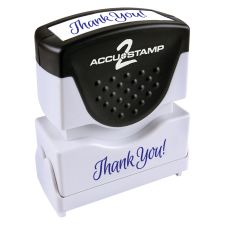 ACCU-STAMP2 Message Stamp with Shutter, 1-Color, THANK YOU, 1-5/8" x 1/2" Impression, Pre-Ink, Blue Ink