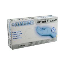 Ammex Professional Disposable Powder-Free Nitrile Exam-Grade Gloves, Small, Blue, Box Of 100 Gloves