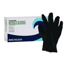 Boardwalk 396 Series Disposable General-Purpose Nitrile Gloves, Powder-Free, Large, 4.4 mil Thick, 9.5" Long, Black, 100/Box