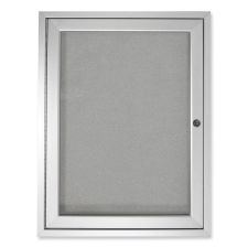 Ghent 1 Door Enclosed Vinyl Bulletin Board with Satin Frame, 24" x 36", Silver Surface, Satin Aluminum Frame