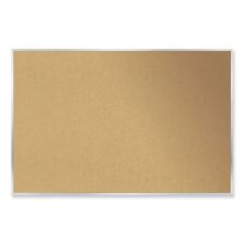 Ghent Aluminum-Frame Natural Corkboard, 46.5" x 36", Tan Surface, Satin Aluminum Frame