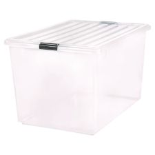 IRIS 132 Qt. Latch Lid Storage Box, 20.9" x 28.8" x 17.8", Clear/Black