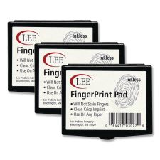 LEE Inkless Fingerprint Pad, 2.25" x 1.75", Black, 3/Pack