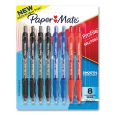 Paper Mate Profile Ballpoint Pen, Retractable, Medium 1 mm, Assorted Ink and Barrel Colors, 8/Pack