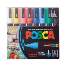 POSCA Water-Based Paint Markers, Medium Bullet Tip, Assorted Colors, 8/Pack