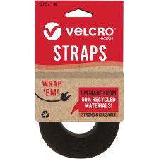 VELCRO Strap,Adjustable,Reusable,Recycled,1"x10',Black