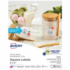 Avery Durable Waterproof Labels, 2" x 2" Square, 96 Total