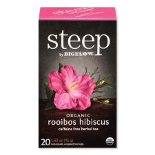 Bigelow Steep Tea, Rooibos Hibiscus Herbal Tea, 0.08 oz Tea Bag, 20/Box