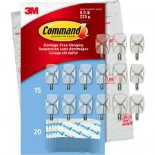 Command Small Wire Hooks, 15 Hooks, 20 Clear Adhesive Strips, Damage Free Hanging Picture Hangers, No Tools Wall Hanging Strips For Living Spaces