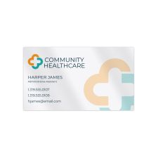 Custom Full Color Flat Print  15 mil. Synthetic/PVC Business Cards, Printed 1-Side, UV Gloss Coated 1-Side