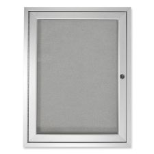 Ghent 1 Door Enclosed Vinyl Bulletin Board with Satin Frame, 30" x 36", Silver Surface, Satin Aluminum Frame