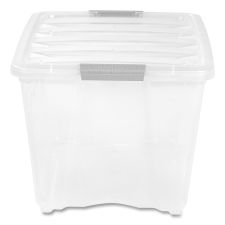 IRIS Stack and Pull Latching Flat Lid Storage Box, 13.5 gal, 22" x 16.5" x 13.03", Clear