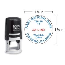 Custom 2000 Plus PrintPro R40D Light Duty 1 Or 2-Color Self-Inking Date Stamp, 1-9/16" Round Impression