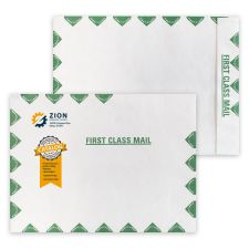 Custom DuPont Tyvek Envelope, 10" x 13" Open End with Green First Class Border (500/PK)