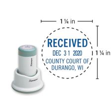 Custom ECO-GREEN Xstamper Pre-Inked XpeDater Round 1-Color Date Stamp, N85, 84% Recycled Plastic, 1-1/4" Diameter Impression