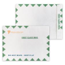 DuPont Tyvek 14lb., 9" x 12" Open End, Green First Class Border, Zip Stick, 2 Special Colors (500/PK)