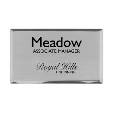 Engraved Metal Name Badge, 2 1/16" x 3 7/16", Silver (1/PK)