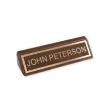 Laser Engraved Gold Inlay Letters and Border on Walnut Desk Bar, 1 3/4" x 8 1/2" (1/PK)
