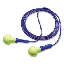 3M E-A-R Push-Ins Single-Use Earplugs, Metal Detectable, Corded, 28 dB NRR, Blue/Yellow, 200 Pairs