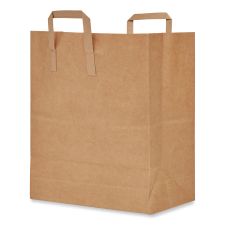 AJM Packaging Corporation Handle Bag, 1/7 BBL Size, 70# Basis Weight, Flat Handles, 12" x 7" x 14", Kraft, 300/Bundle